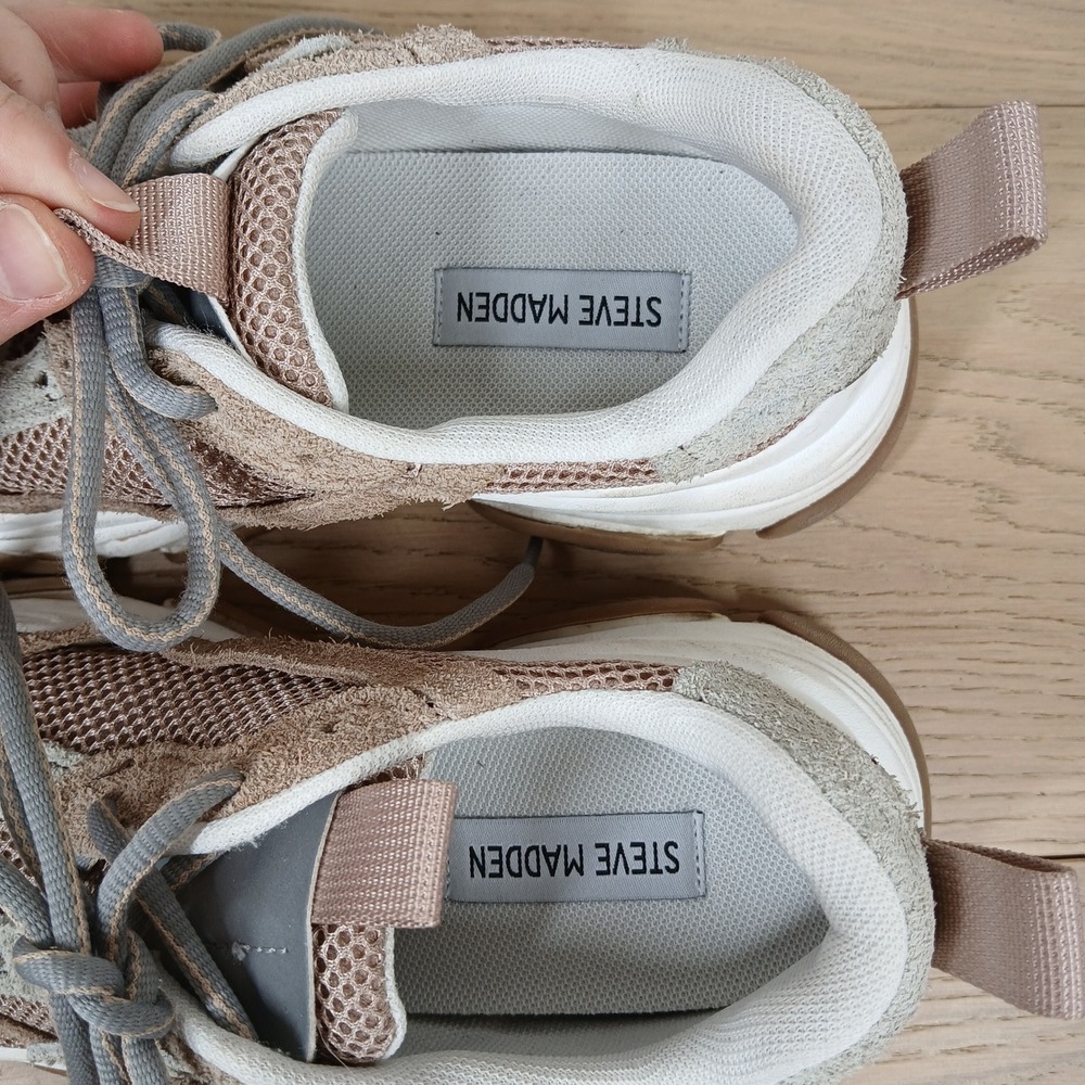 Steve Madden Possession-E Sneakers Womens 7 Blush Suede Mesh Chunky Dad Shoes - Picture 8 of 10